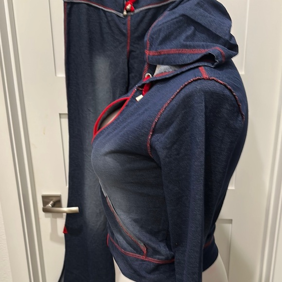 CLIO Blue & Red Track Pants Plus Zip Front Hoodie for Sporty Style Set. - Picture 7 of 16